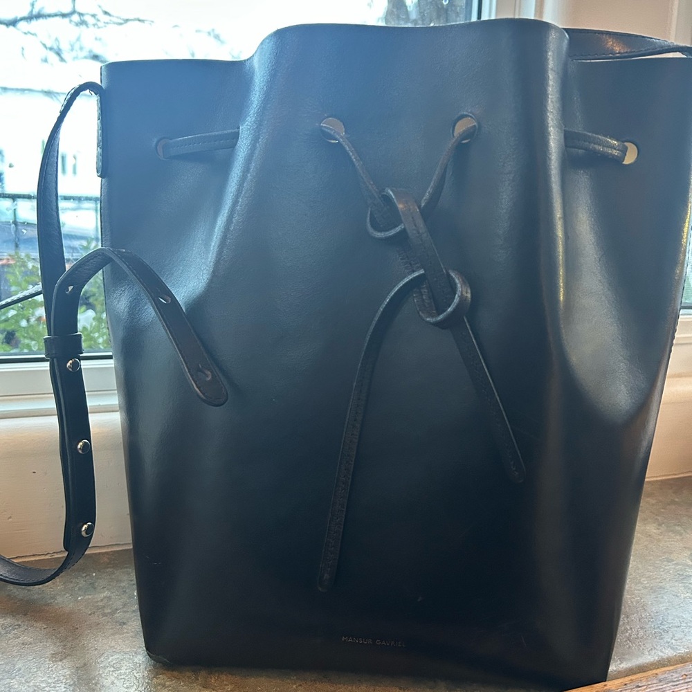 Mansur Gavriel Black Leather Shoulder Bag